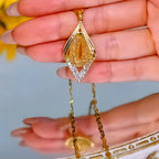 18K Gold-Plated Zircon Mesh Water Drop Pendant Necklace