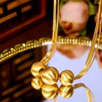 18K Gold-Plated Brushed Happy Family Three Ball Necklace