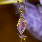 18K Gold-Plated Zircon Diamond Purple Crystal Stone Water Drop Necklace