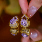 18K Gold-Plated Zircon Gourd Good Luck Earrings