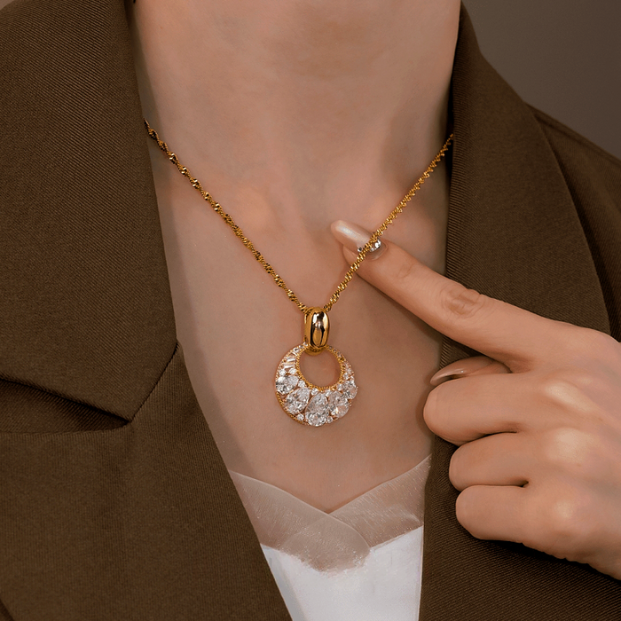 18K Gold-Plated Zircon Peace Pendant Necklace