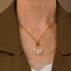 18K Gold-Plated Zircon Peace Pendant Necklace