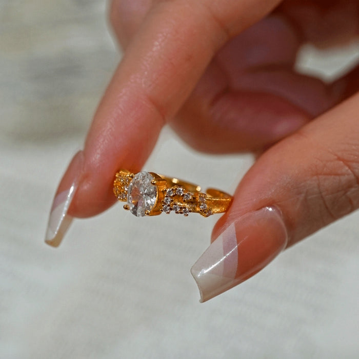 18K Gold Plated Adjustable Starry Sky Diamond Ring