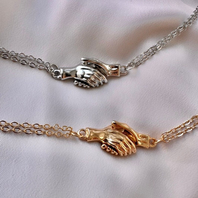 Hand Shake Couple Necklaces