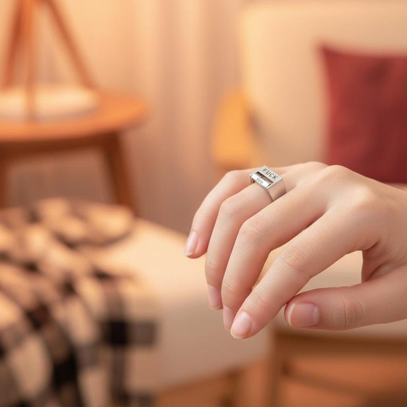 Mood Flip Ring Adjustable Rotating Message Statement Ring