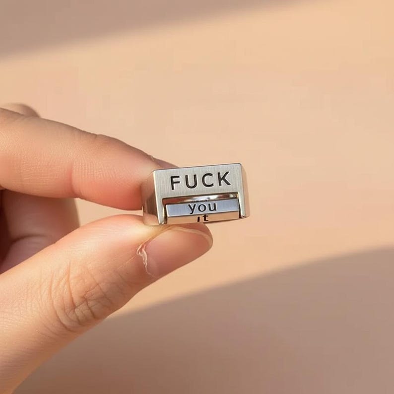 Mood Flip Ring Adjustable Rotating Message Statement Ring