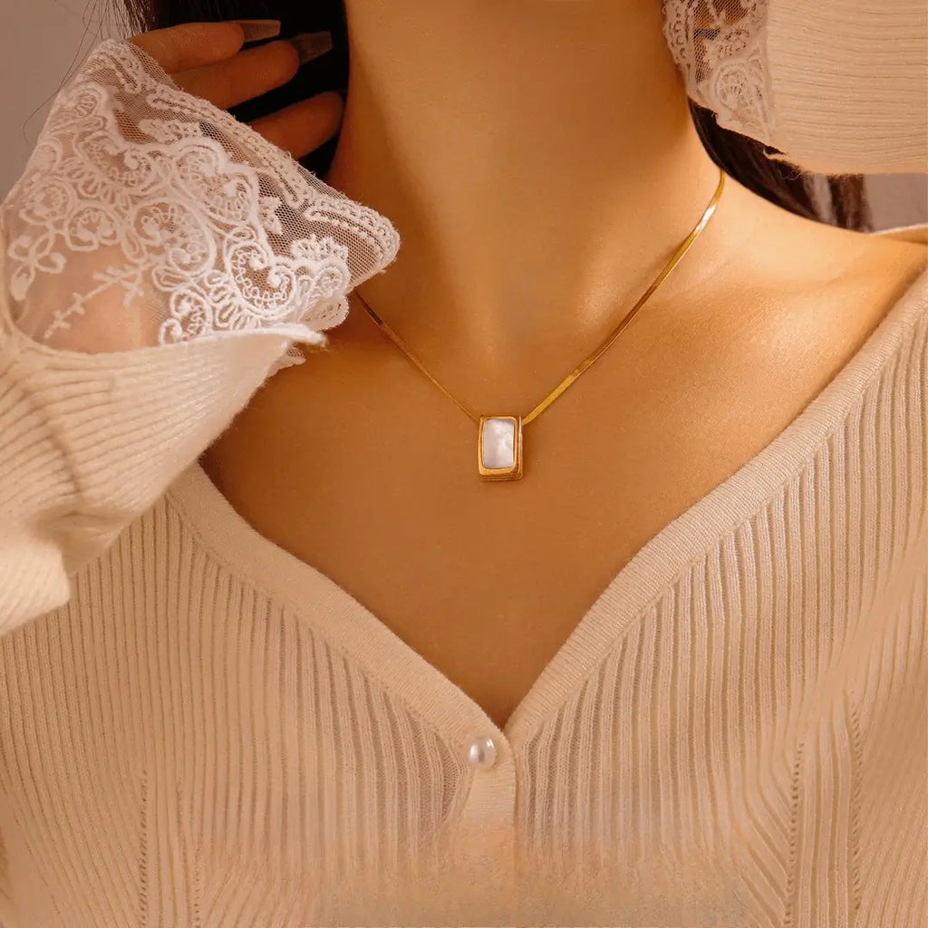 Ayla 18K Gold-Plated Mother of Pearl Pendant Necklace